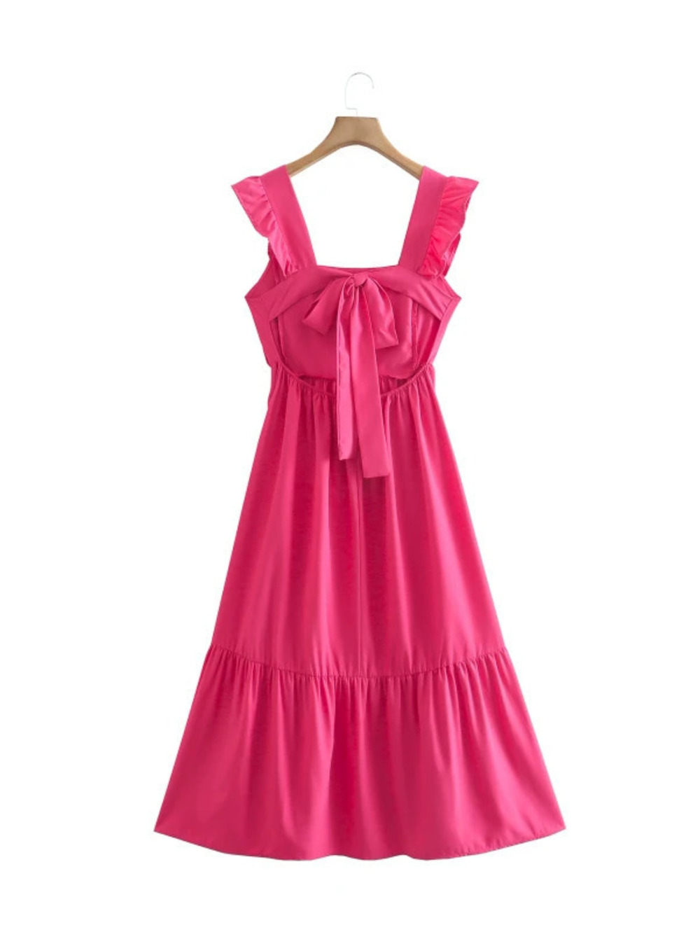 Spring Rose Fitted Ruffle Hem Dress - Picture 4 of 5